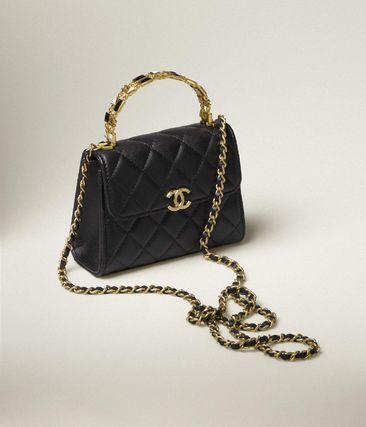 CHANEL ショルダーバッグ・ポシェット 新作AW＼CHANEL／ラム_CCロゴ_マトラッセ_黒_チェーンショルダー(4)
