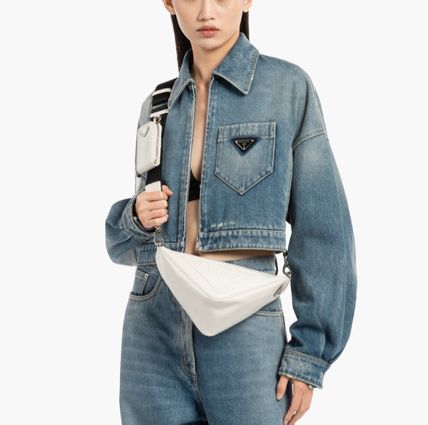 PRADA ショルダーバッグ・ポシェット Prada☆Leather Prada Triangle shoulder bagユニセックス☆送込(5)