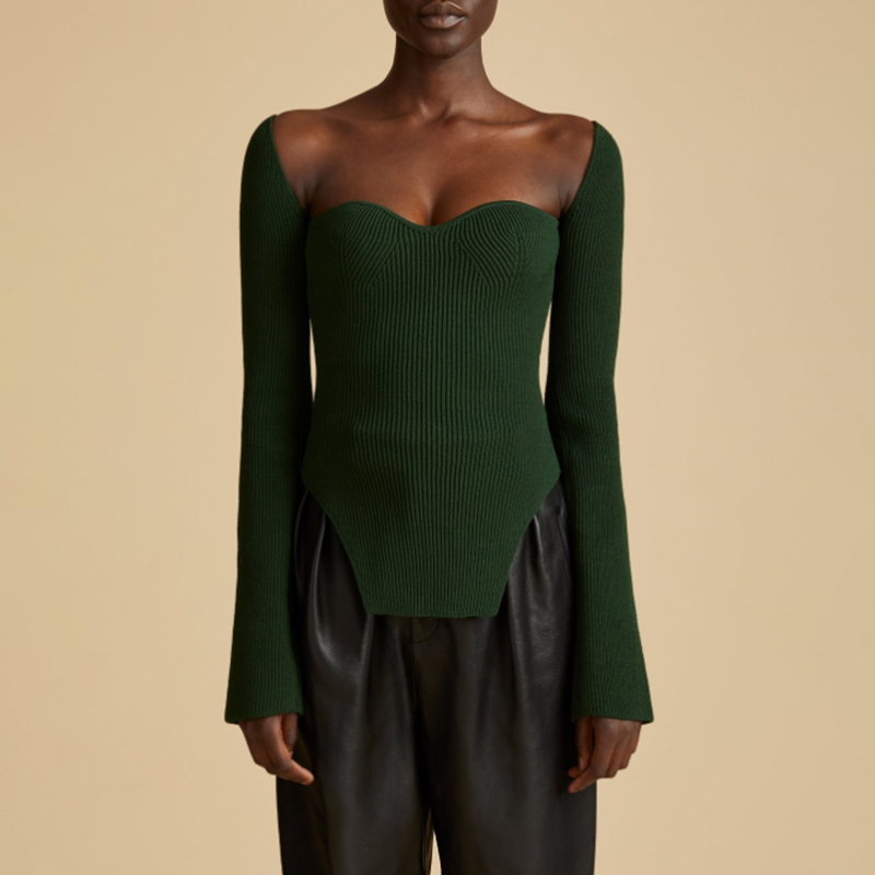 Square Collar Long Sleeve Sweaters goods