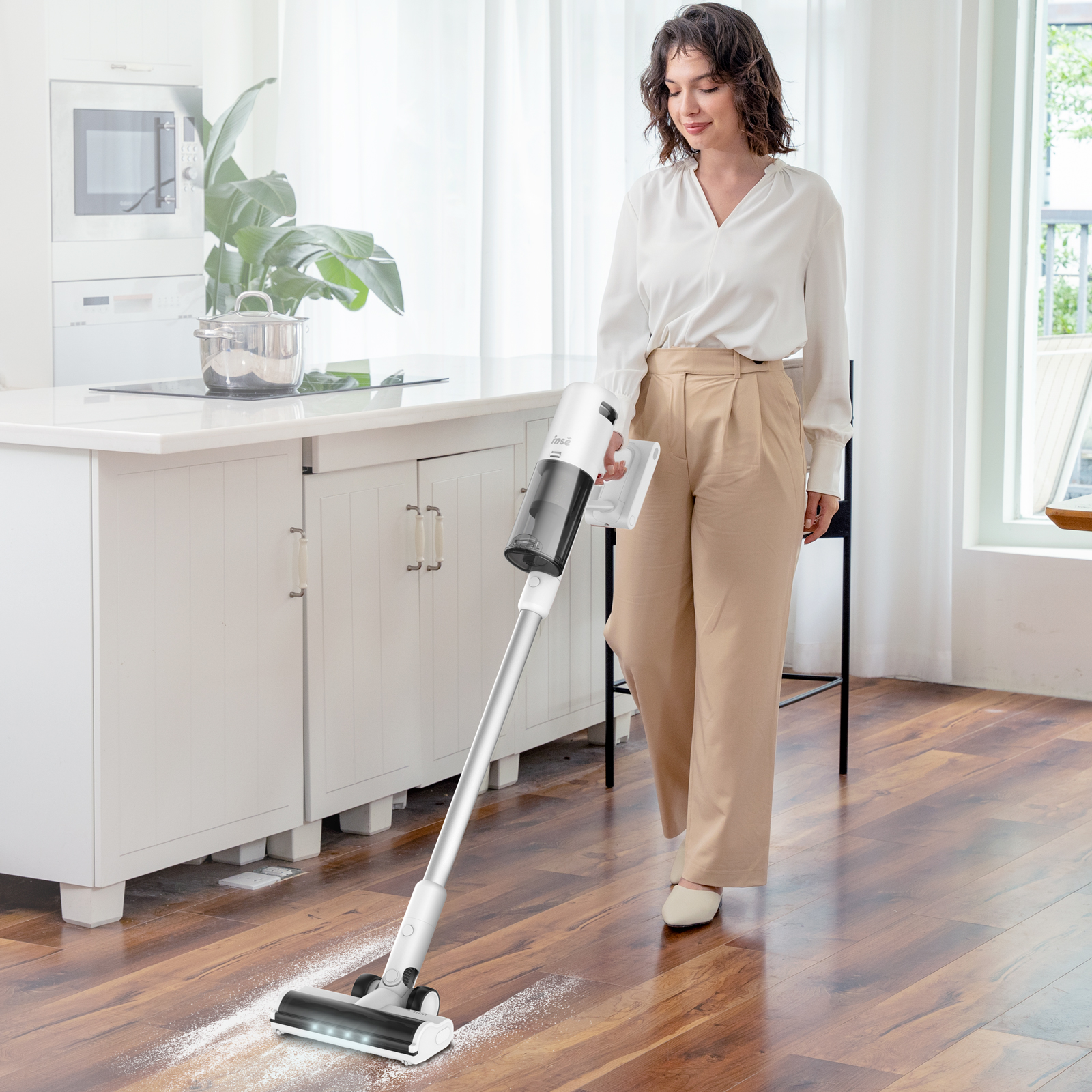 INSE® V120 Cordless Vacuum For Hard Floors with 30Kpa Powerful Suction
