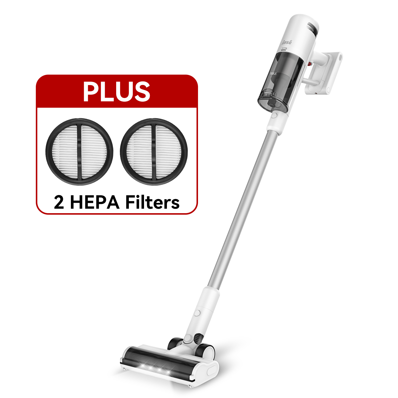 INSE® V120 Cordless Vacuum For Hard Floors with 30Kpa Powerful Suction