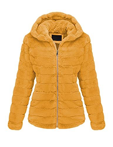 Women's Faux Fur Coat Shearling Fluffy Fuzzy Shaggy Hood Sherpa-Lined Fleece Jacket