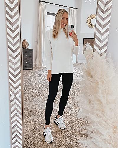 Women Cozy Long Sleeve Turtleneck Fashion Sweaters Soft Solid Color Ribbed Knitted Casual Winter Pullover Sweater