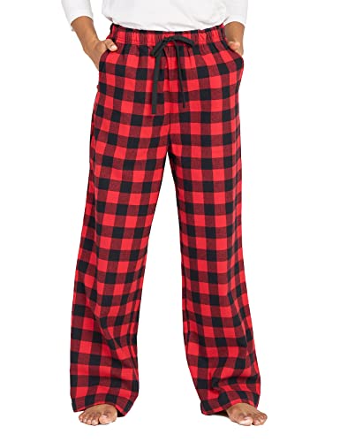 Women's Flannel Pajama Pants, Plaid 100% Cotton Pajamas, Comfy Lounge Sleep Pants with Drawstring and Pockets L74