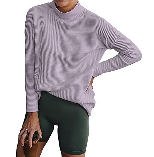 Women Cozy Long Sleeve Turtleneck Fashion Sweaters Soft Solid Color Ribbed Knitted Casual Winter Pullover Sweater