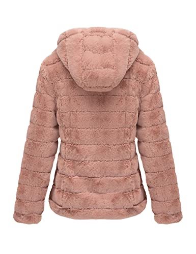 Women's Faux Fur Coat Shearling Fluffy Fuzzy Shaggy Hood Sherpa-Lined Fleece Jacket
