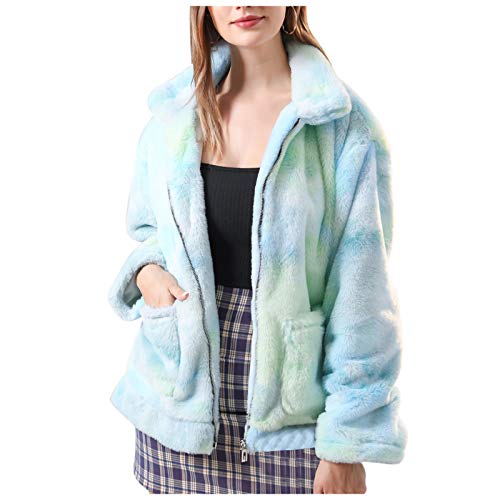 Womans Winter Fall Tie Dye Sweatshirt Fleece Long Sleeve Jacket Sweatshirt Coat for Women with Pockets Zip Up C0