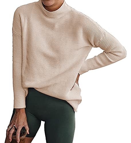 Women Cozy Long Sleeve Turtleneck Fashion Sweaters Soft Solid Color Ribbed Knitted Casual Winter Pullover Sweater