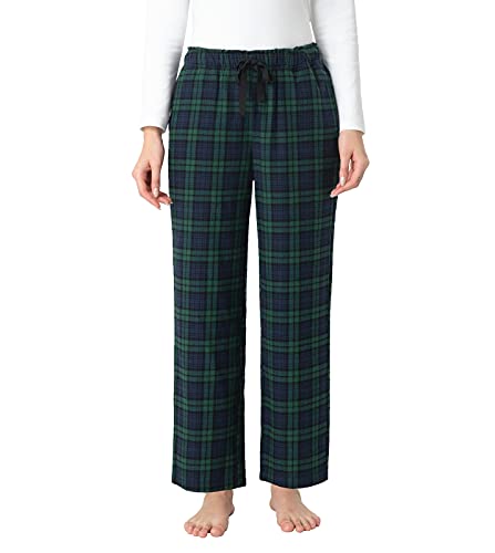 Women's Flannel Pajama Pants, Plaid 100% Cotton Pajamas, Comfy Lounge Sleep Pants with Drawstring and Pockets L74