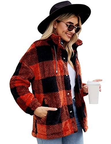 Womens Sherpa Jacket Warm Winter Teddy Bear Coat Casual Fleece Zip Up Oversized Loose Faux Shearling Outwear with Pockets