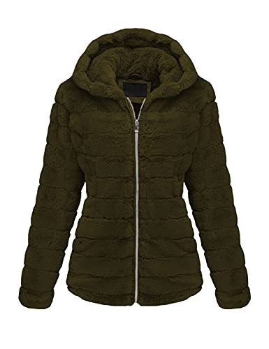 Women's Faux Fur Coat Shearling Fluffy Fuzzy Shaggy Hood Sherpa-Lined Fleece Jacket