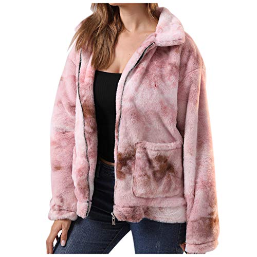 Womans Winter Fall Tie Dye Sweatshirt Fleece Long Sleeve Jacket Sweatshirt Coat for Women with Pockets Zip Up C0