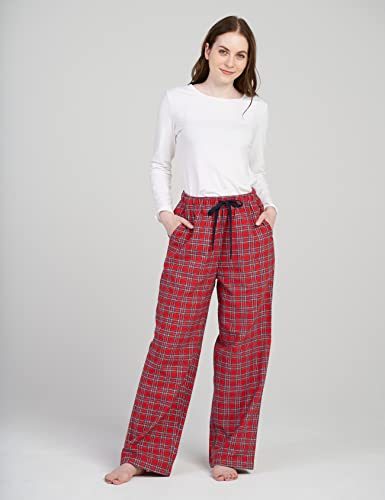 Women's Flannel Pajama Pants, Plaid 100% Cotton Pajamas, Comfy Lounge Sleep Pants with Drawstring and Pockets L74