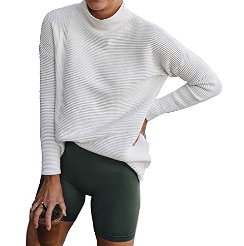 Women Cozy Long Sleeve Turtleneck Fashion Sweaters Soft Solid Color Ribbed Knitted Casual Winter Pullover Sweater