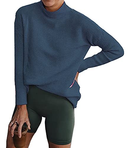 Women Cozy Long Sleeve Turtleneck Fashion Sweaters Soft Solid Color Ribbed Knitted Casual Winter Pullover Sweater