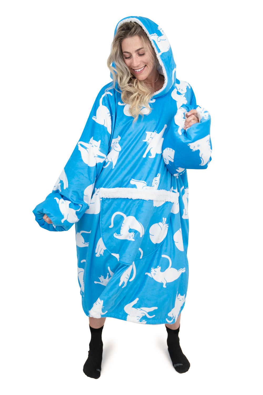 Jump Pocket Yoga Cat Blanket Hoodie