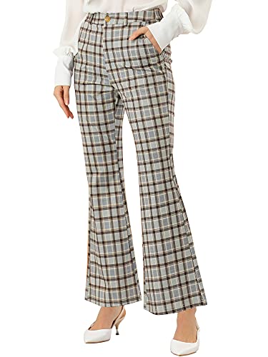 Women's Plaid Pants Elastic Waist Bussiness Casual Work Office Long Trousers