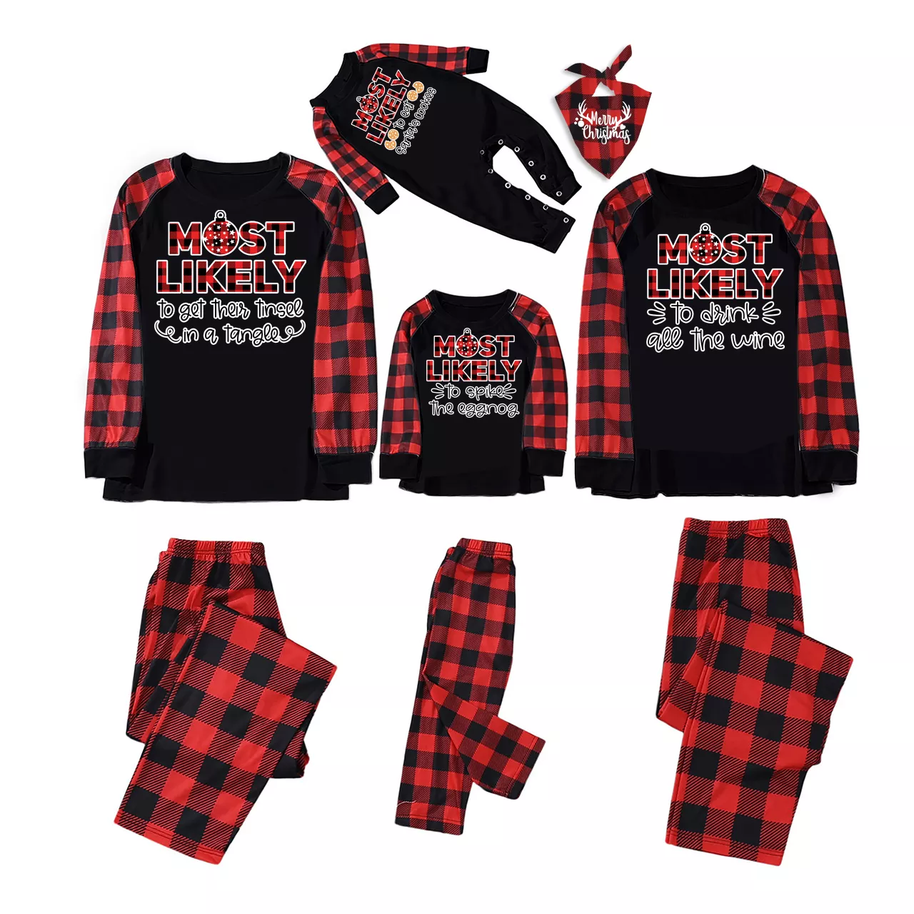 Most Likely Disco Ball Christmas Family Matching Pajamas（customizable）