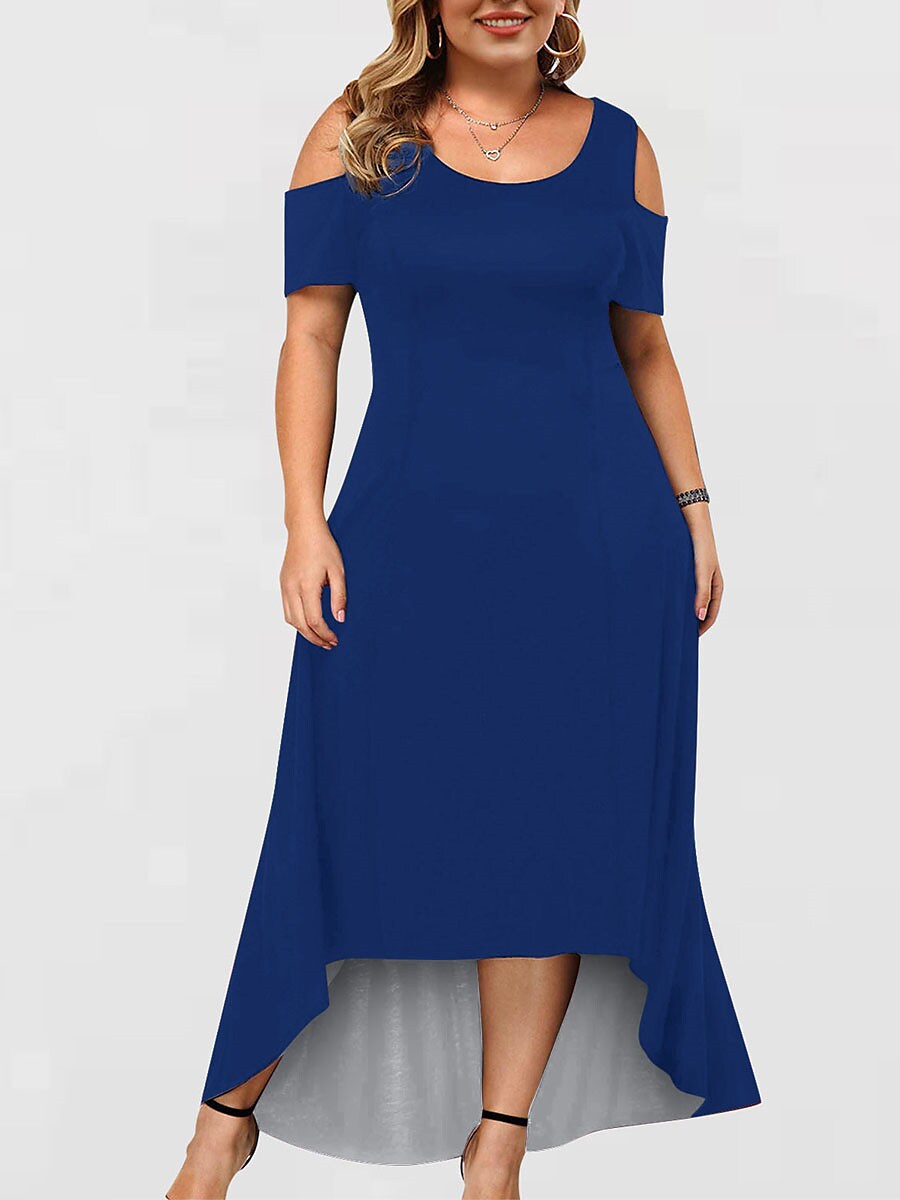 Women's Plus Size Casual Dress A Line Dress Solid Color Long Dress Max
