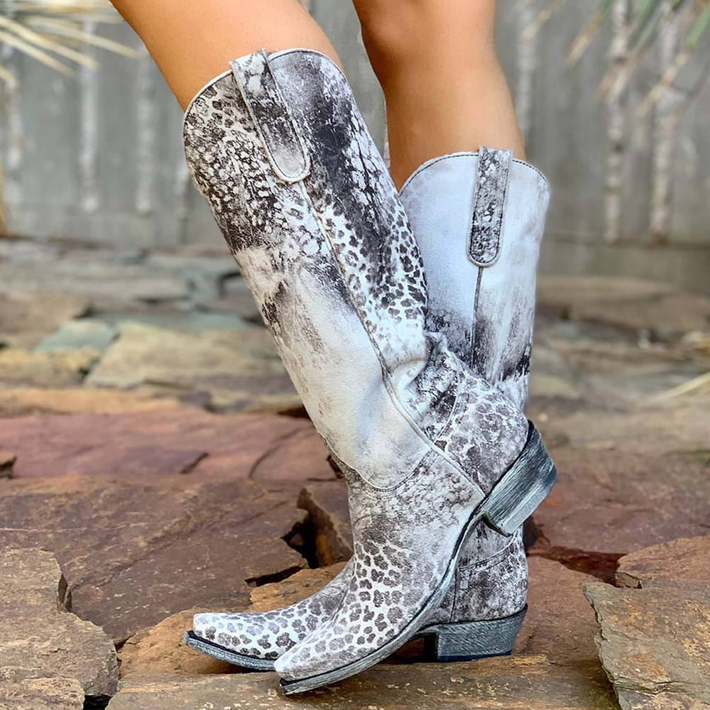 Women's Gray Leopard Boots