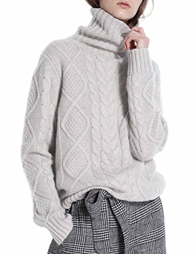 Women's Turtleneck Pullover Female Loose Long Sleeve Tops Winter Thick Knitted Jumper