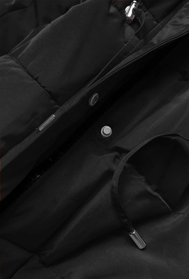 Black women's black fur winter parka coat