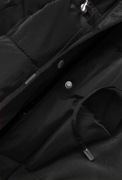 Black women's black fur winter parka coat