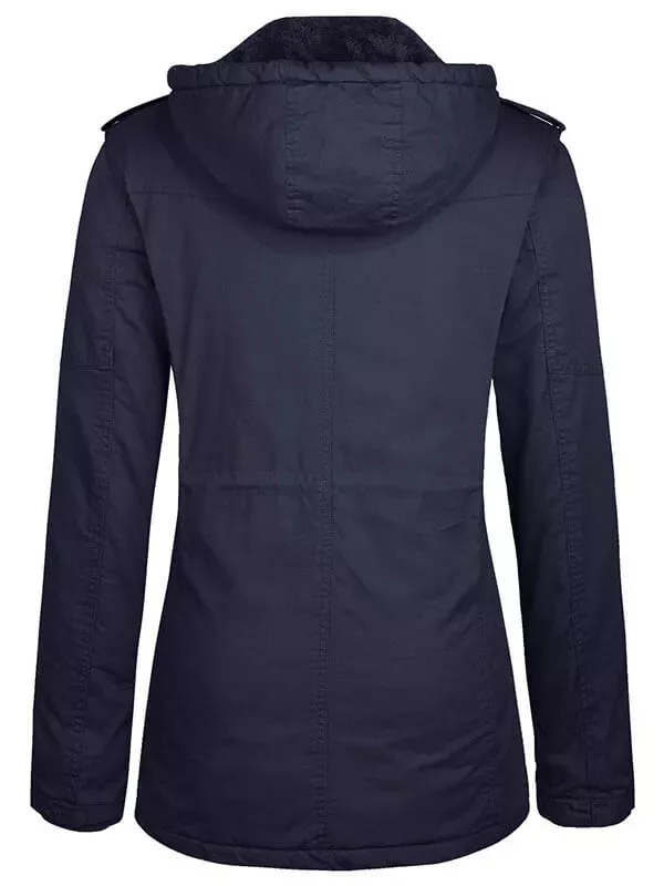 Women's winter Sherpa lining parka warm jacket with detachable hood
