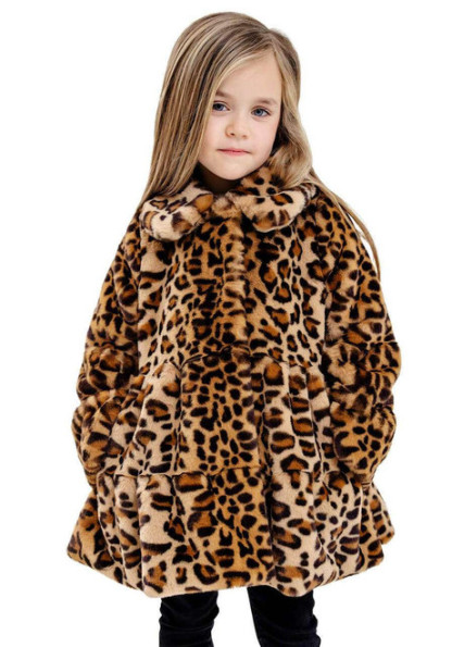 Kid's Leopard Faux Fur CeCe Swing Coat