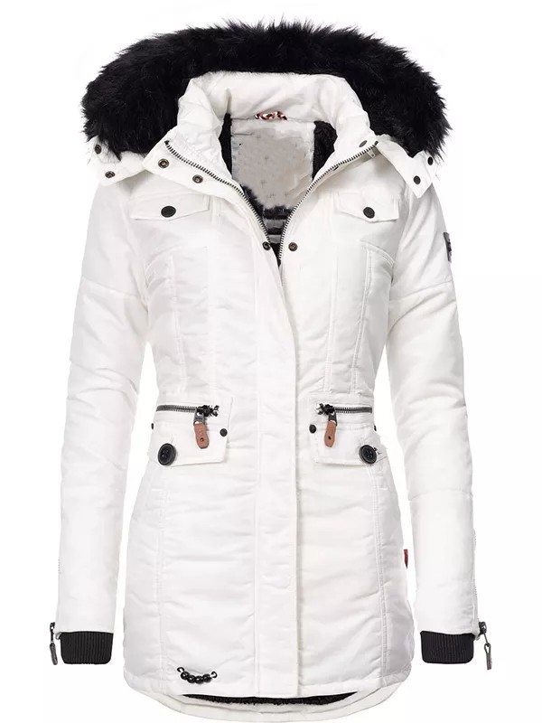 Winter women's cold-proof jacket with faux fur cover