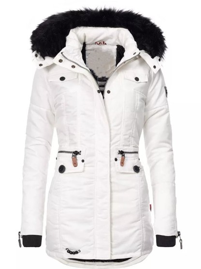 Winter women's cold-proof jacket with faux fur cover