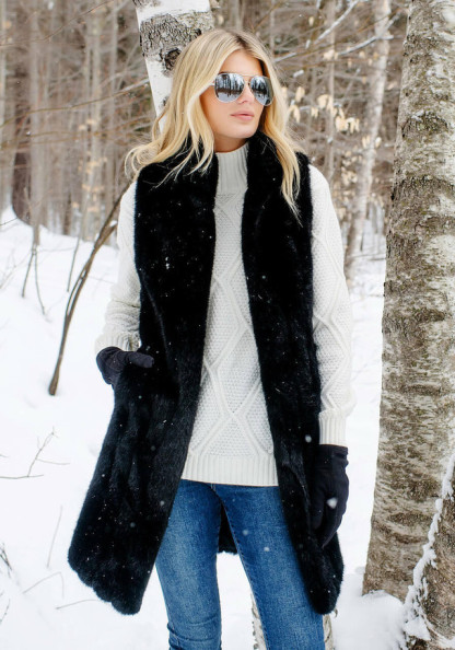 Black MInk Faux Fur Stroller Vest