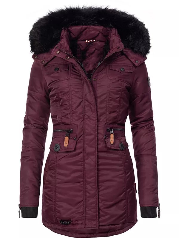 Winter women's cold-proof jacket with faux fur cover