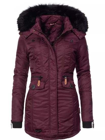 Winter women's cold-proof jacket with faux fur cover