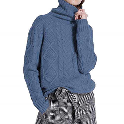 Women's Turtleneck Pullover Female Loose Long Sleeve Tops Winter Thick Knitted Jumper