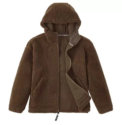 Women's Warm Fleece Sherpa Jackets Hooded Faux Shearling Coats Oversized Winter Teddy Coat Zipper Outwear