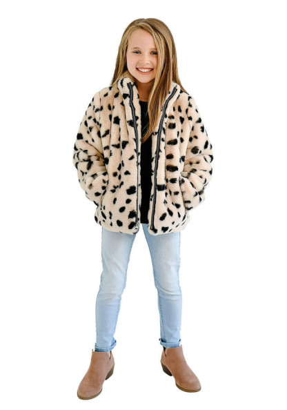 Kid's Wild Cheetah Faux Fur Every-Day Zip Jacket