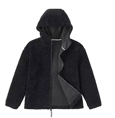 Women's Warm Fleece Sherpa Jackets Hooded Faux Shearling Coats Oversized Winter Teddy Coat Zipper Outwear