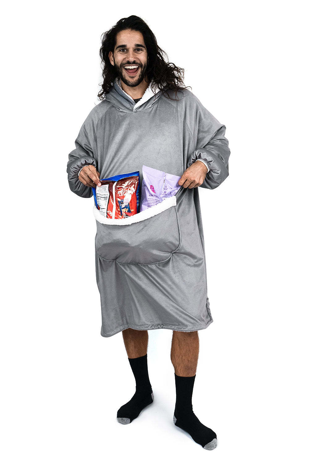 Hoodie Pocket  Gray Blanket Hoodie