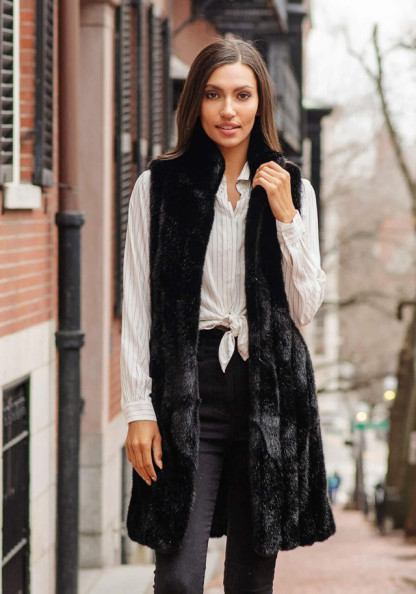 Black MInk Faux Fur Stroller Vest