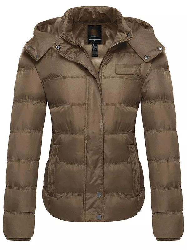 Women's thick winter jacket quilted warm down jacket with detachable h