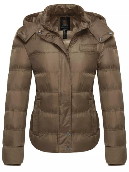Women's thick winter jacket quilted warm down jacket with detachable h