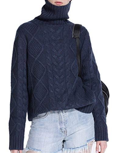Women's Turtleneck Pullover Female Loose Long Sleeve Tops Winter Thick Knitted Jumper