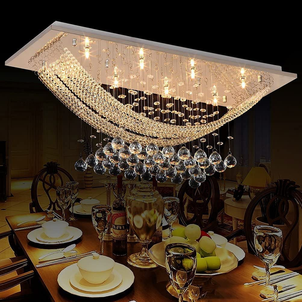 F8 Lights Crystal Ceiling Light Modern Flush Mount Crystal Chandelier 