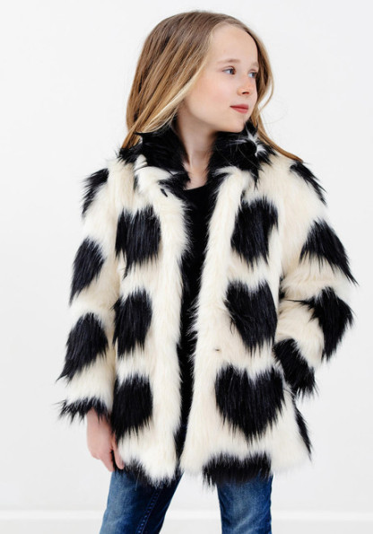Kid's Sweetheart Faux Fur Fox Coat