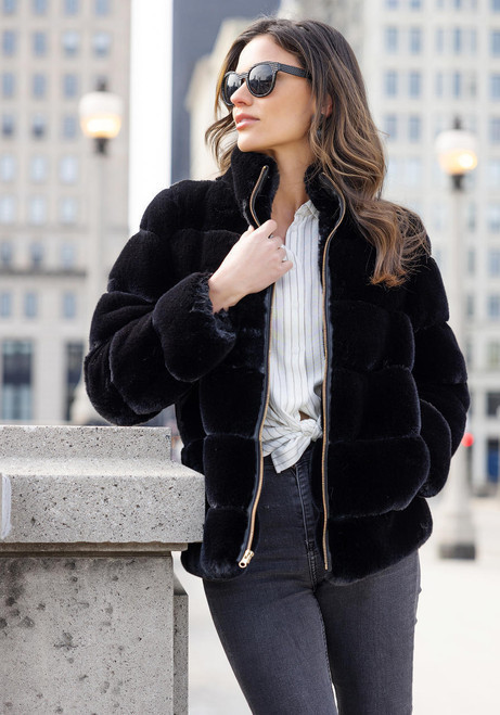 Black Faux Fur Uptown Mink Jacket