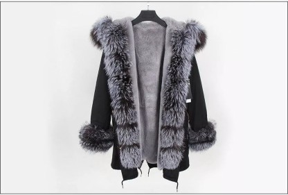 Women's Parka Fox Fur Coats Real Fur Winter Long Black Park Cotton Thi