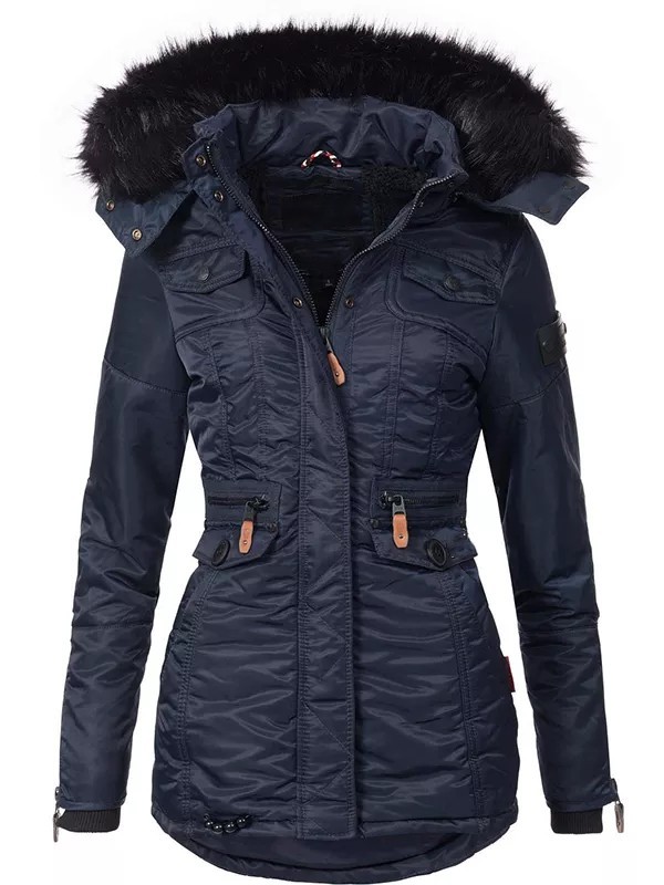 Winter women's cold-proof jacket with faux fur cover