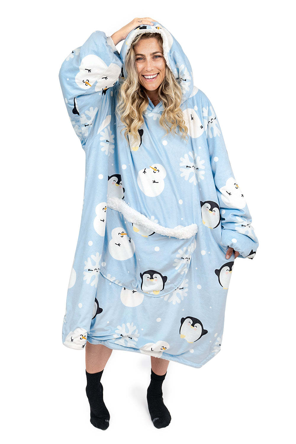 Hoodie Pocket  Penguin & Snowman Blanket Hoodie