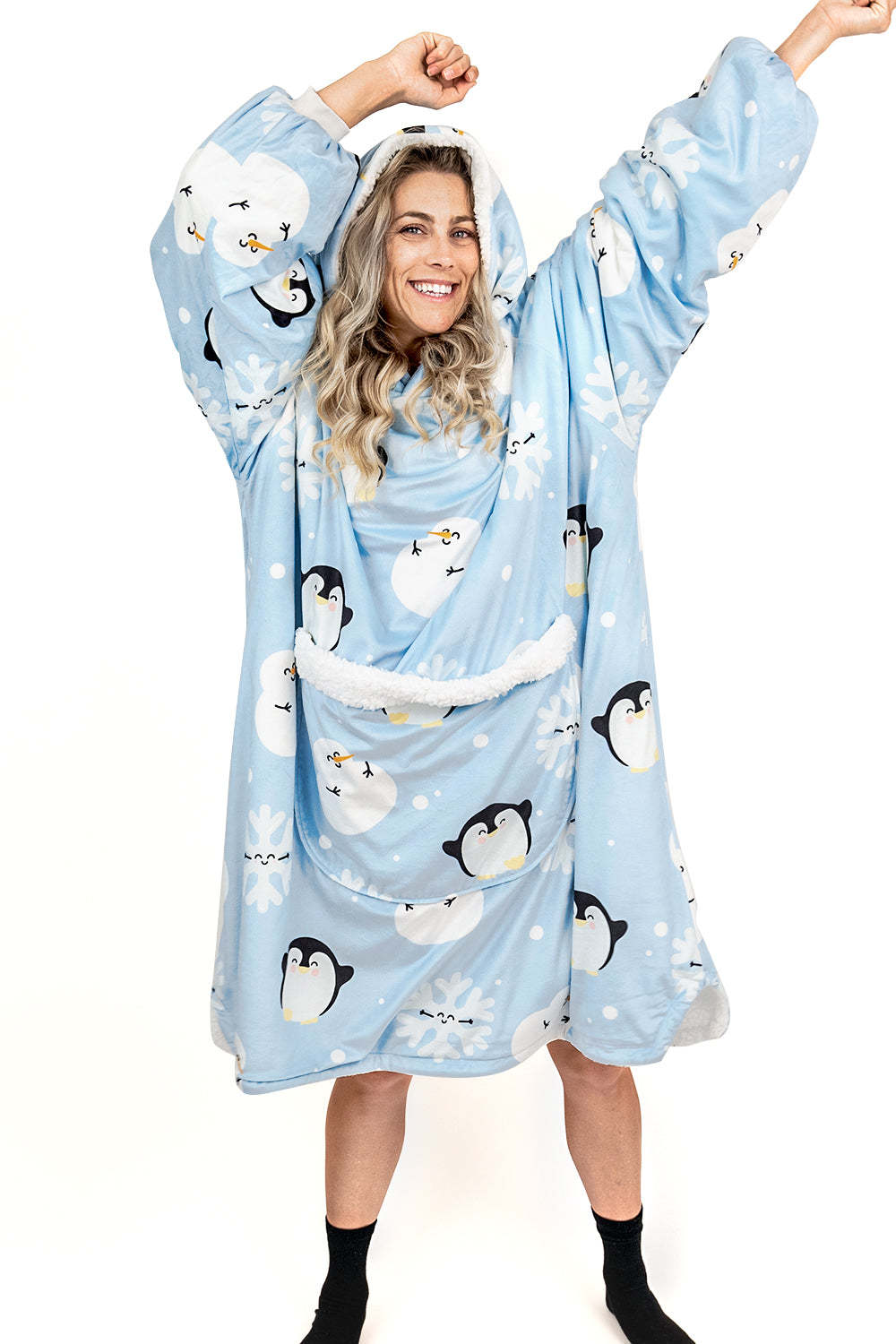 Hoodie Pocket  Penguin & Snowman Blanket Hoodie
